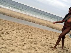 Beautiful black girl at the nude beach