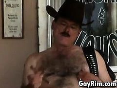 Hairy Cowboy Masturbating