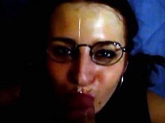 Naughty Euro chick gets jizzed on