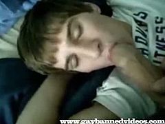 This guy simply can't believe his luck, his fuck buddy has a huge dick! See him as he sucks that cock and gets a nice messy facial!