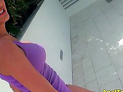 Amateur brunette takes a cock in her ass for the very first time in awesome homwmade pov action