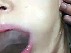 Asian bj babe deep throats japanese cock untill she gets the cream