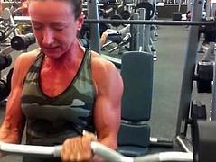 Muscle girls training in gym