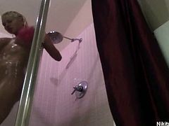 Hot soapy shower and teasing from Nikita Von James