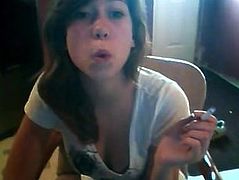 Girl smoking cigarette.