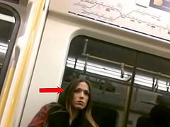Girls Watch Guy's Bulge on Train