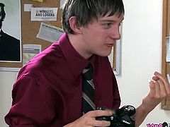 Blonde student twink Atlanta Grey letting himself taught by these naughty teacher Andy Kay as he teaches him how to suck a cock the right way in the classroom.