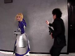 Sassy Japanese cowgirl gets fingered then pounded hardcore in a parody shoot