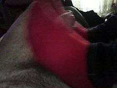 Red socks footjob