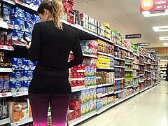 Tight supermarket spandex asses