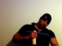 J-Art male solo with hat and 12 inch cock dildo at night