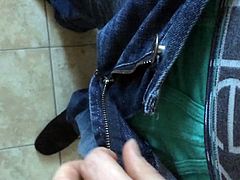 Exposing my hard cock from my jeans