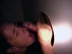 Sucking cock at the glory hole with cumshot 8