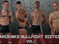 Pure action between 4 of our best studs: Aday Traun, Elio Guzman, Ricky Leon and Lander Pass. What's the mission of the Masters? Abuse to the extreme the slaves we've prepared for they, this is Hardkinks Bullfight Edition.