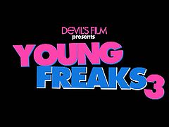 Devils Film presents to you the Young Freaks 3 trailer featuring four of the young beauties today Allie Haze, Dillion Harper, Jessa Rhodes, Riley Reid as they take on a huge cock humping on their little mouths and tight wet pussies.