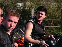 These rough & tough biker boys are real players of guns and cocks! Watch these boys making out - kissing, touching and rubbing each other, while undressing themselves. These horny dudes also found sucking their cocks by turn, to make each other satisfied and happy.