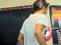 We enter the fantasy of horny Ryker as he jerks off in the classroom thinking about Jordan!