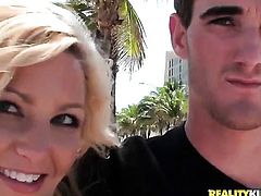 Blonde takes dildo so deep in her wet hole