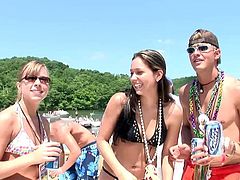 Drunk sexy sluts in Bikini with Natural Tits have fun showcasing their Hot Assess and Shaved Pussies in Outdoor Beach Party