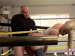 The very sexy Mira loves getting manhandled in the middle of the ring, at her gym, after hours.