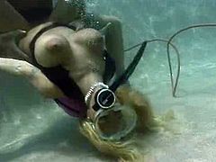 Blonde scuba pool fuck