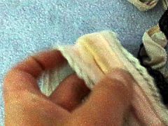 Wanking in Thongs with pre cum