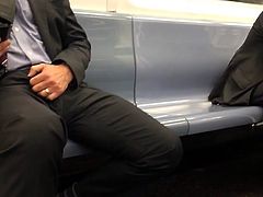 Str8 men bulge in metro