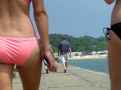 Candid Beach Bikini Ass Butt West Michigan Booty Pink