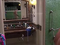 big brother shower fun and big dick