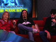 Playboy TV's radio morning show has cameras in the studio, so viewers can see what is going on rather, than just listening. Today, there are several guests in the studio and the theme is metal music. The gorgeous, topless hotties in the studio make the conversation pretty irrelevant though. Watch now!