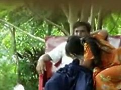 Spy cam video of chubby Desi woman riding and sucking cock outdoors