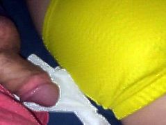 Jerking Off & Cumming on her Boxer Shorts