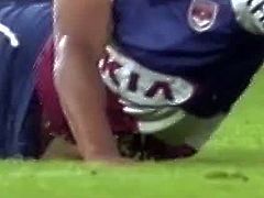 Str8 footballer cock pops out