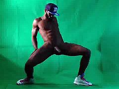 Handsome black dude nude dancing
