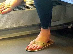teen feet in train