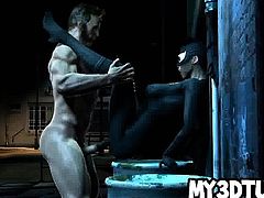 3D Catwoman gets fucked hard outdoors by Wolverine