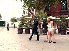 These sluts have been naughty, so their master is going to punish them on the street. The girls are wrapped tightly together in plastic wrap and walked through the town square, where everyone can see them.