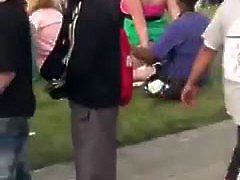 Guy caught fucking girl in public park