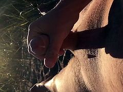 Slow motion cum on beach