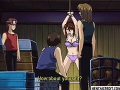 Caught hentai girl gets tied up and undressed