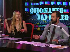 What is happening in the world today. These morning show hosts look at the funny stories, involving nudity with their special guests. After having a laugh, the Playboy models in the studio want to get nude, too.