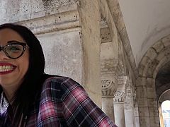 Julia is an attractive Czech babe with dark hair, who wears glasses and red rouge on her sensual lips. Click to watch her offering the horny guy a complete tour around the town, which includes a bonus blowjob for the sum she received... See more and have fun!