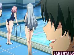 Hentai babe in swimsuit gets her ass fucked from behind