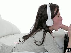 Listening to her favorite music and sucking dick at the same time