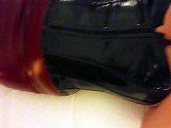 Amateur mouth and titty fucked in pvc skirt corset and heels