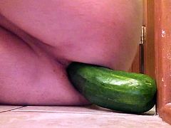 Shayna Stuffing Ass with Big Cucumber