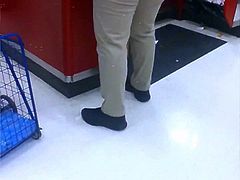 Candid booty milf worker at target