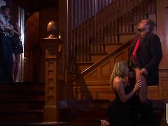 Kelly Skyline blows guys man meat with passion and desire