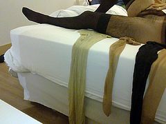 Masturbation in stockings and pantyhose