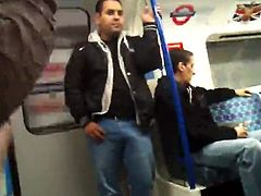 Cruising on London Tube hot bisexual dude hard cock